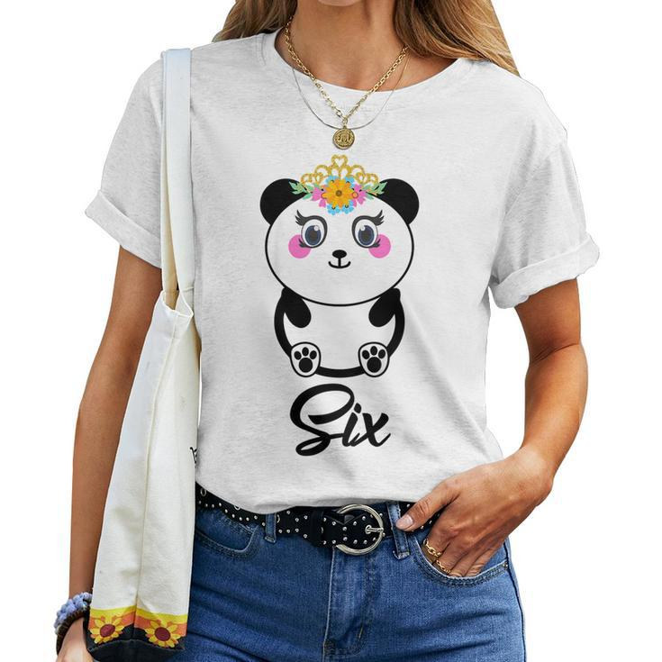 6 Year Old Cute Panda Birthday Girl 6Th Birthday Women T-shirt