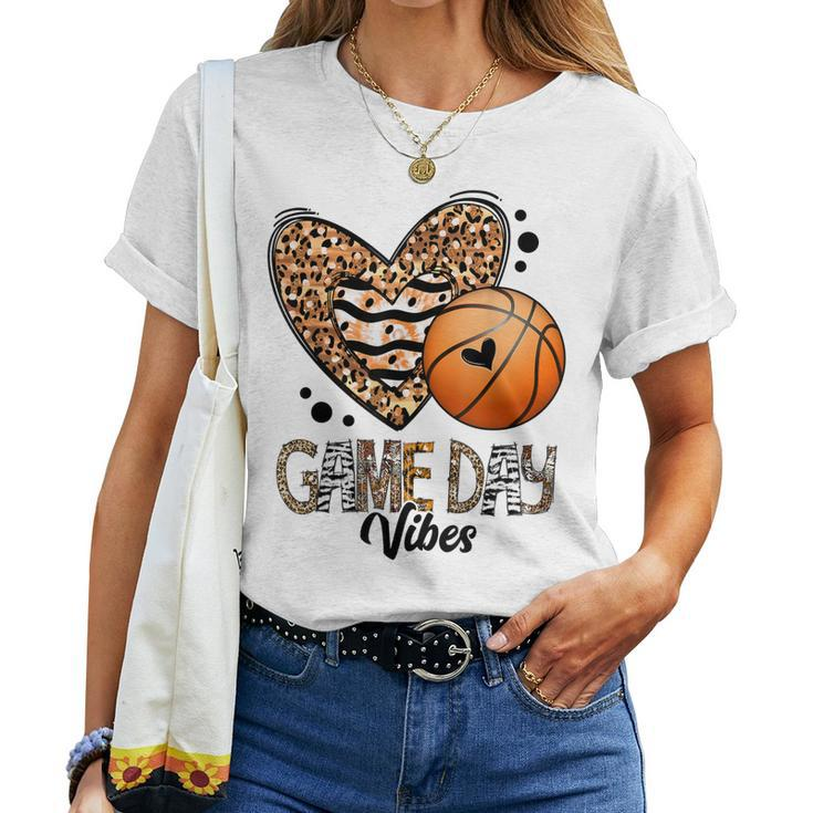 Bleached Basketball Game Day Vibes Basketball Mom Game Day Women T-shirt