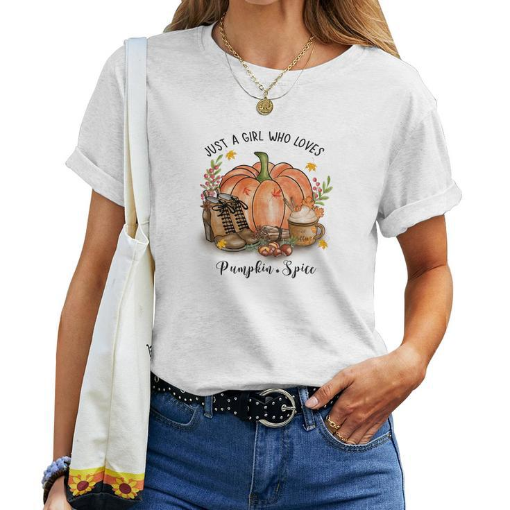 Cozy Autumn Fall Just A Girl Who Loves Pumpkin Spice Women T-shirt