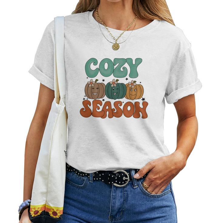 Cozy Season Sweater Season Pumpkins Fall Women T-shirt