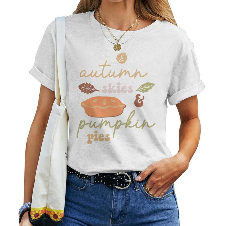 Cute Autumn Skies Pumpkin Pies Fall Season Women T-shirt