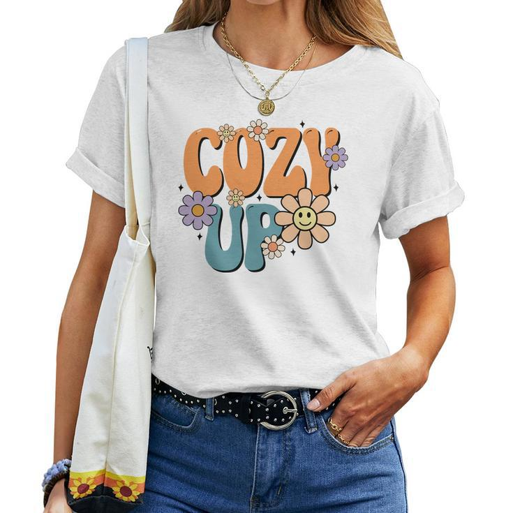 Cute Cozy Up Flowers Fall Women T-shirt