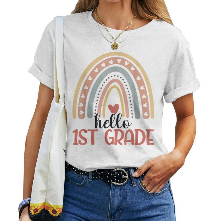 First Grade Rainbow Teacher Hello 1St Grade Boys Girls Women T-shirt