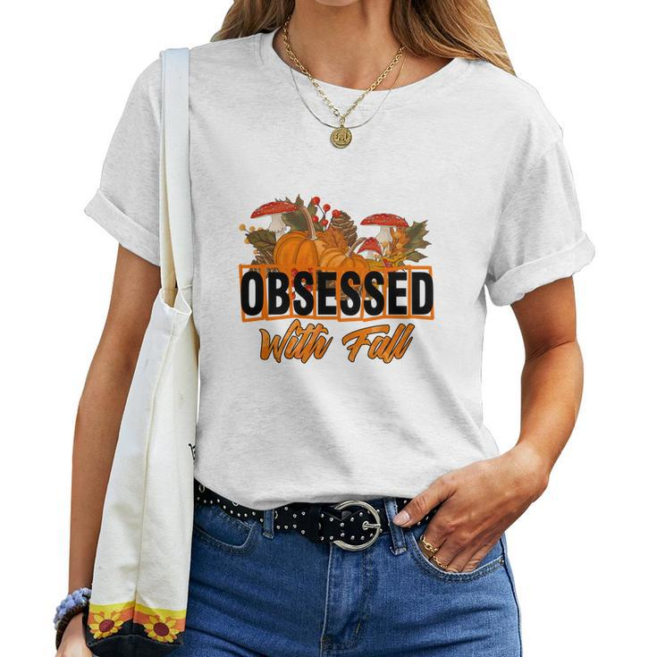 Funny Obsessed With Fall Pumpkin Women T-shirt