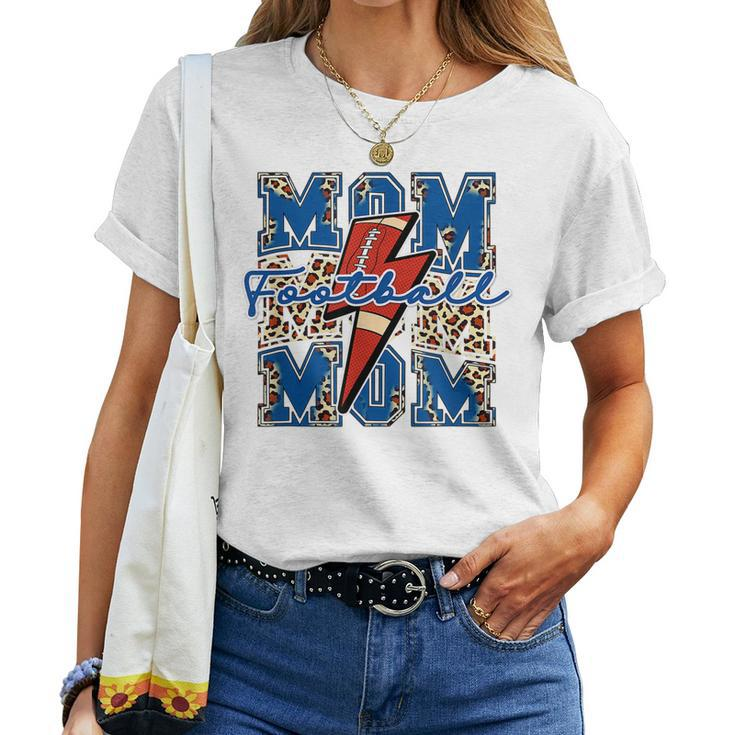 Game Day Football Mom Leopard Cheetah Print Mama Lightning Women T-shirt