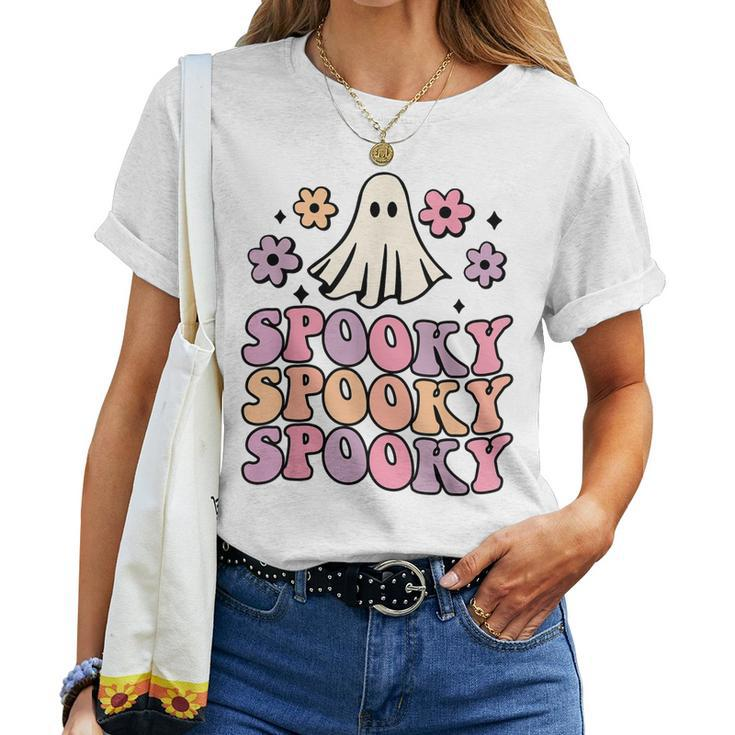 Halloween Retro Groovy Spooky Ghost Boo Women V2 Women T-shirt