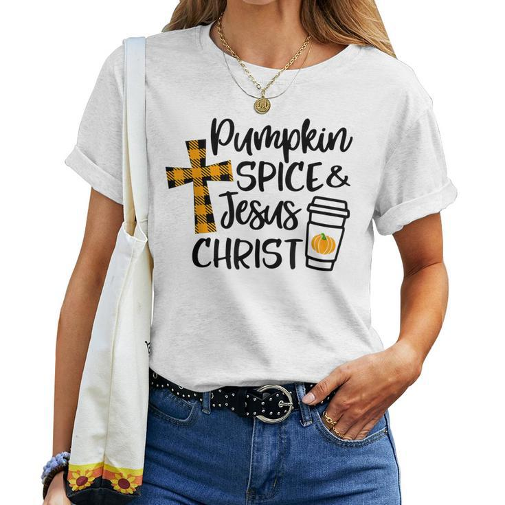 Hello Fall Pumpkin Spice & Jesus Christ Fall Christian Women T-shirt