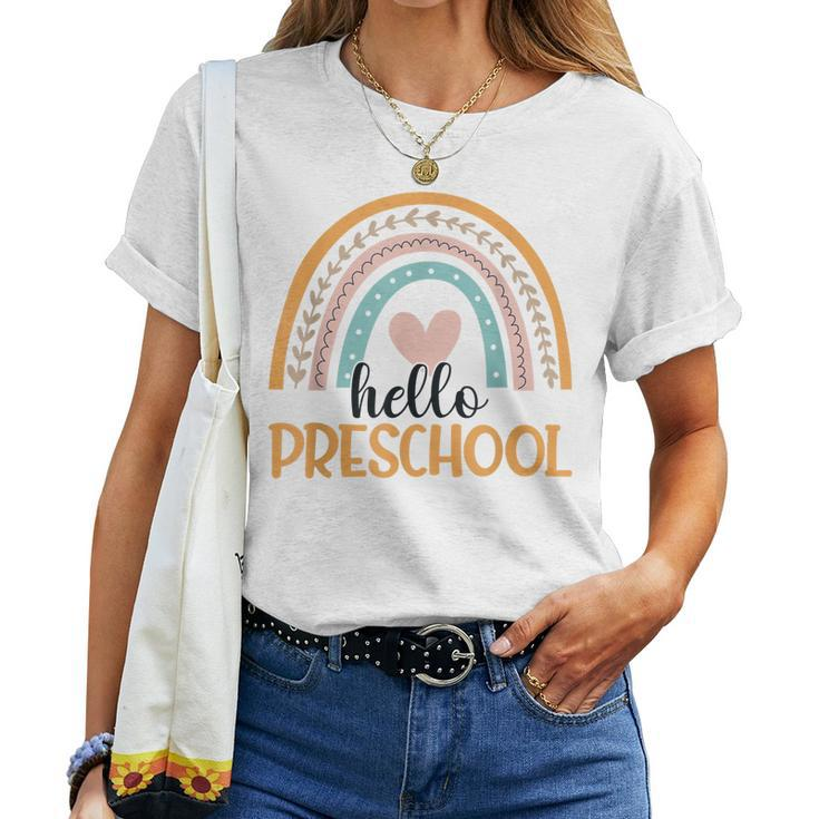 Hello Preschool Rainbow Teachers Students Back To School Women T-shirt