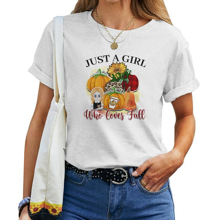 Just A Girl Who Loves Fall Pumpkin Flowers Women T-shirt
