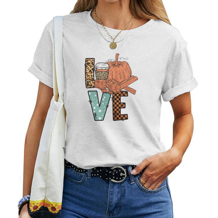 Love Pumpkin Latte Things Fall Season Women T-shirt