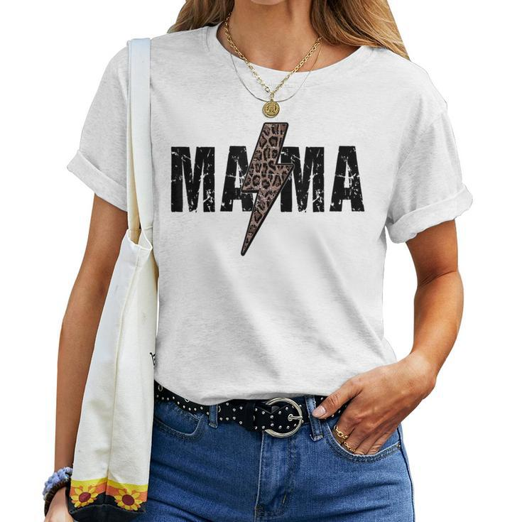Mama Lightning Bolt Leopard Cheetah Print Women T-shirt
