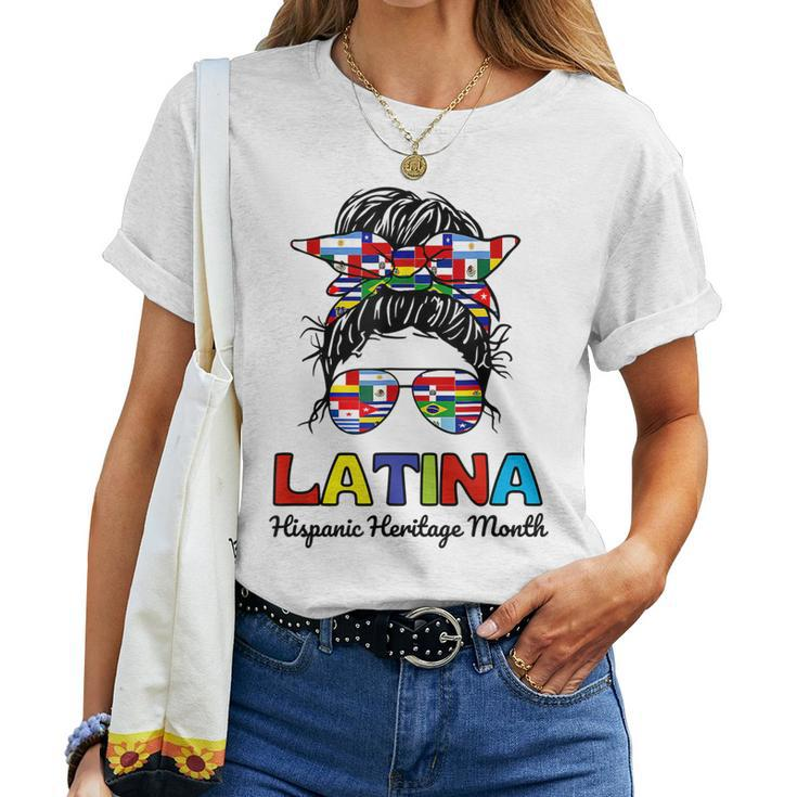 N Girl Women Messy Bun Latina Hispanic Heritage Month Women T-shirt