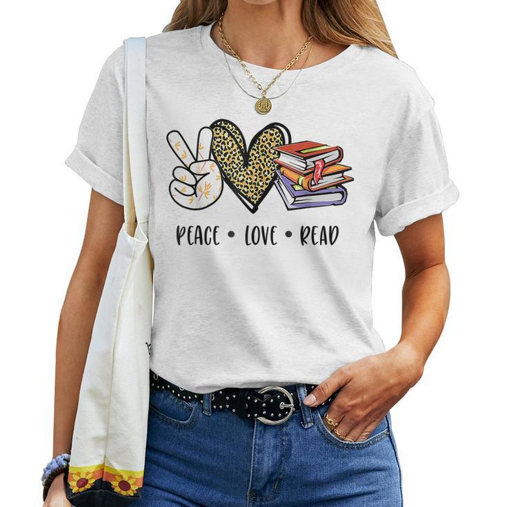 Peace Love Read Books Book Lover N Girls Reading Teacher Women T-shirt