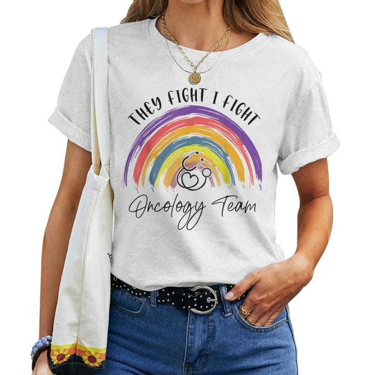 Rainbow Oncology Team Oncologist Oncology Nurse Women T-shirt