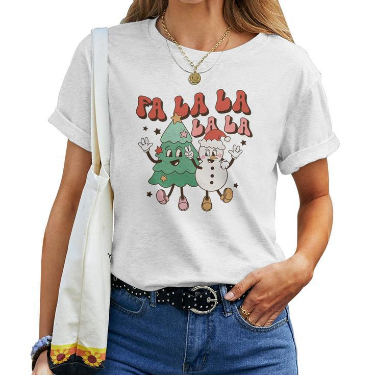 Retro Christmas Fa La La Vintage Christmas Tree Gifts Women T-shirt