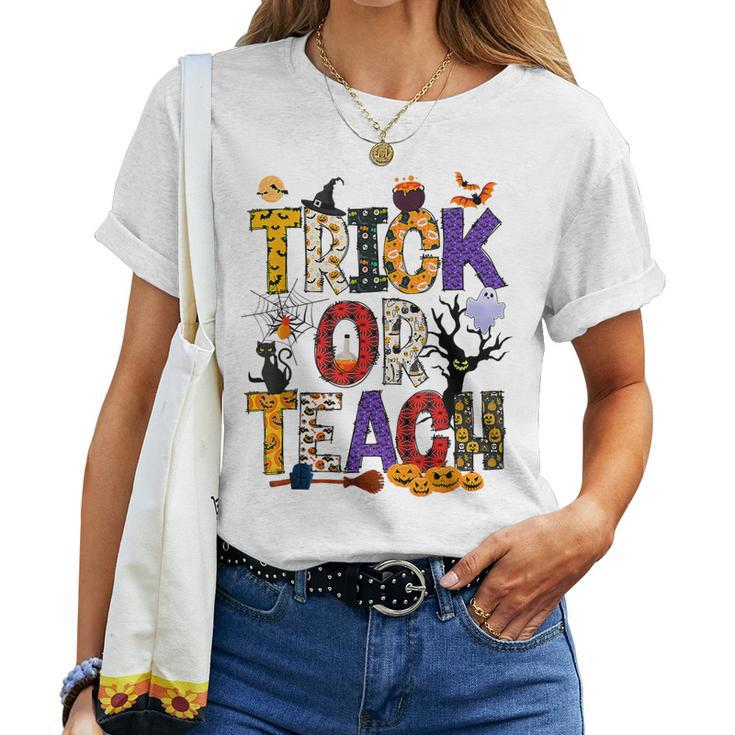 Retro Trick Or Teach Teacher Halloween Costume Women V3 Women T-shirt