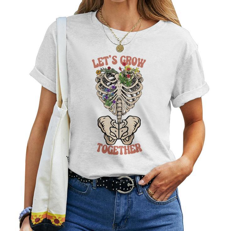 Skeleton And Plants Lets Grow Together Women T-shirt