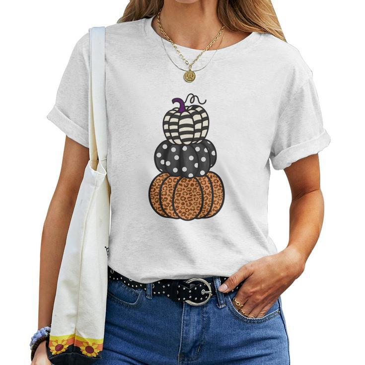 Three Pumpkins Fall Season Love Women T-shirt