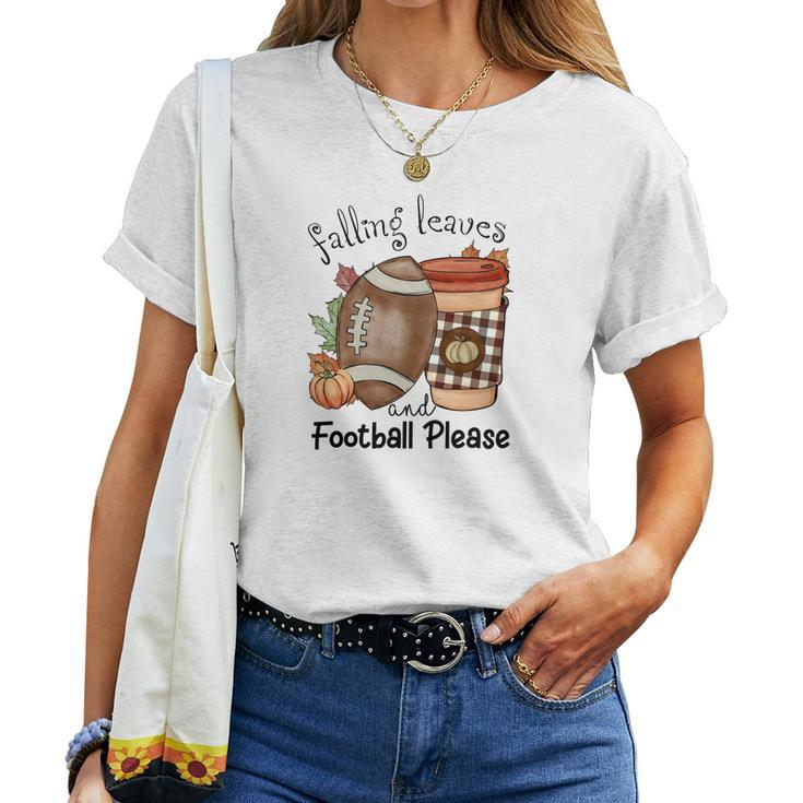 Vintage Autumn Falling Leaves And Football Please Women T-shirt