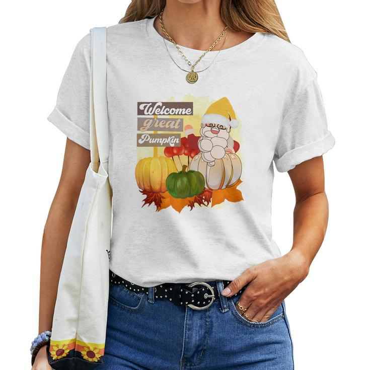 Welcome Great Pumpkin Fall Season Santas Women T-shirt