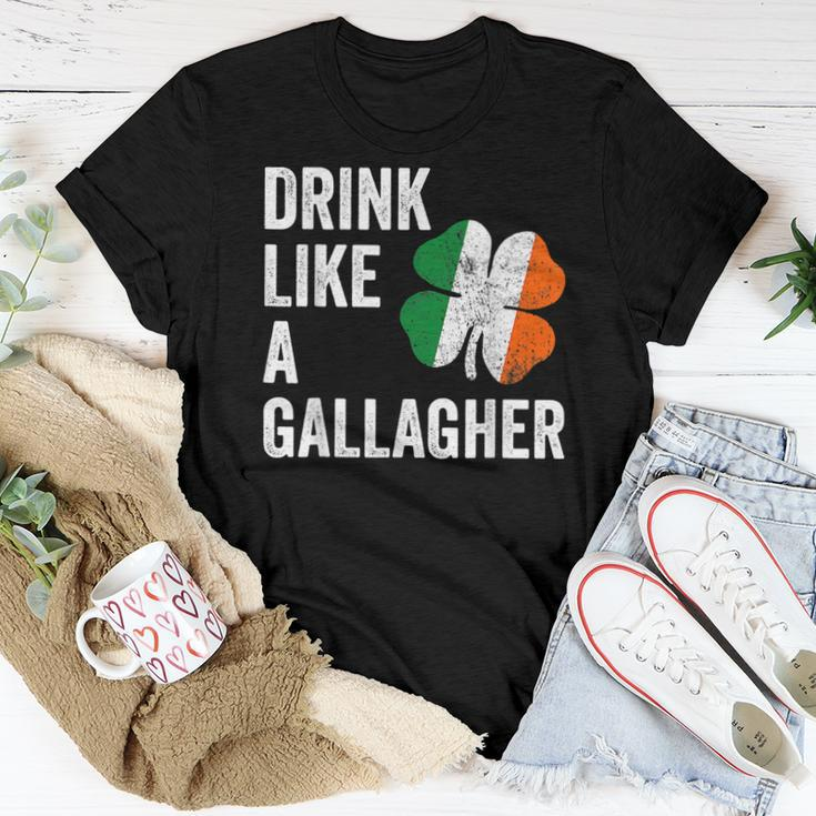 Drink Like A Gallagher St Patricks Day Beer Drinking Women T-shirt Personalized Gifts