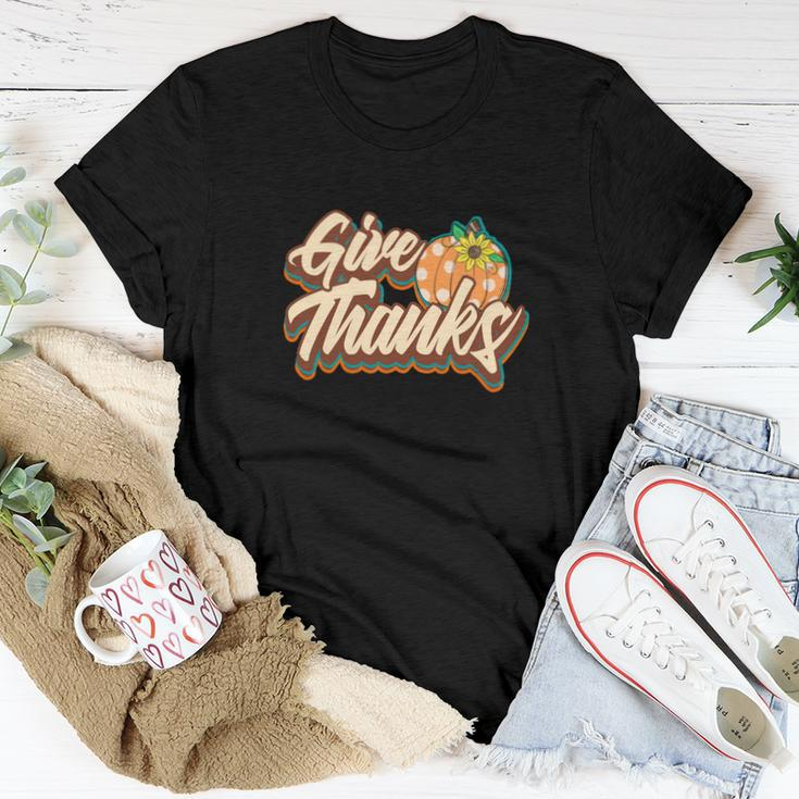Fall Give Thanks Funny Gift Thanksgiving Women T-shirt Funny Gifts