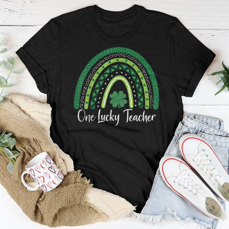 Happy St Patricks Day Cute One Lucky Teacher Rainbow Outfit Women T-shirt Personalized Gifts
