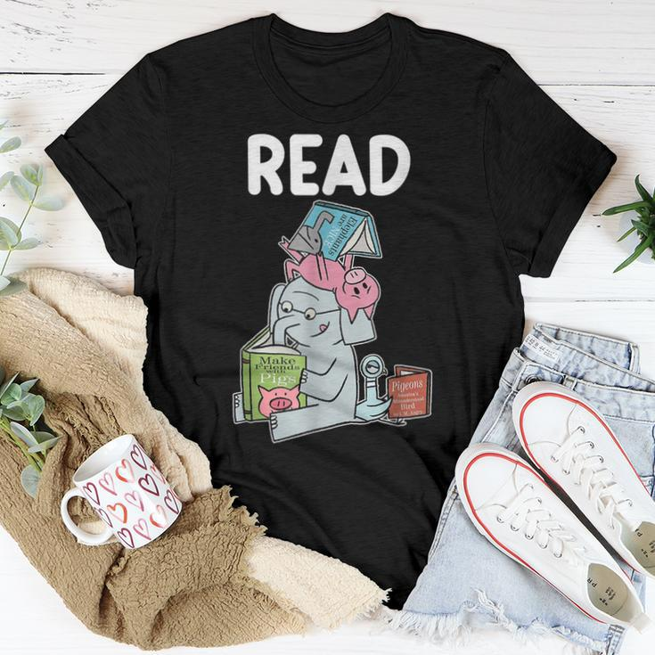 Teacher Library Read Book Club Piggie Elephant Pigeons Women T-shirt Personalized Gifts