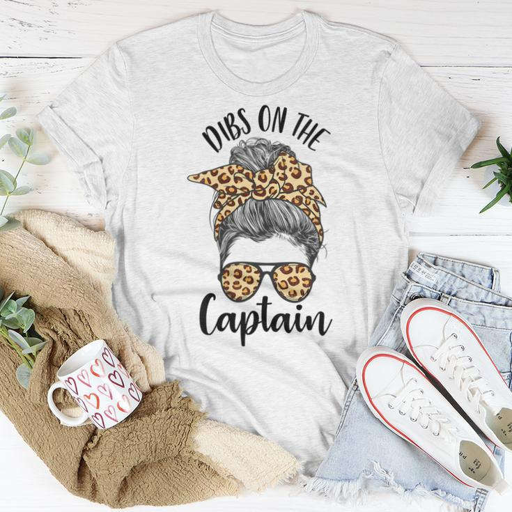Captain Wife Dibs On The Captain Saying Cute Messy Bun Women T-shirt Personalized Gifts