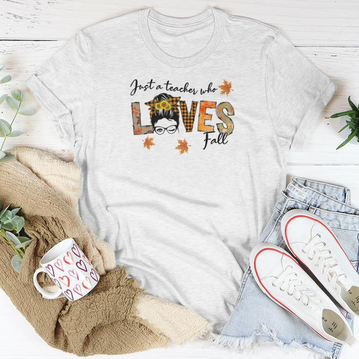 Just A Teacher Who Loves Fall Women T-shirt Funny Gifts