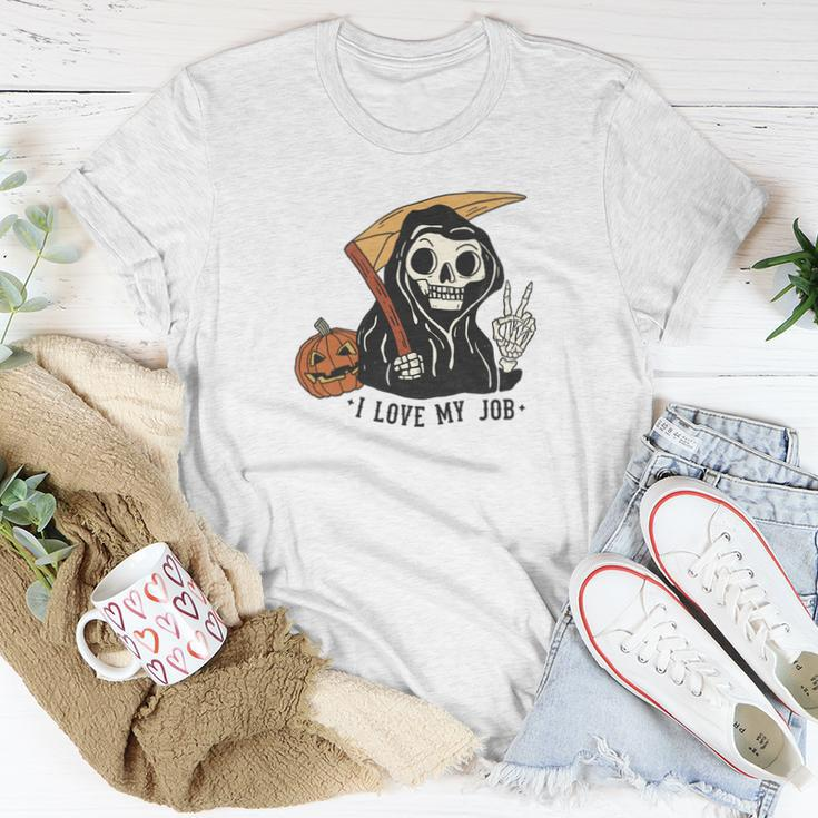 Skeleton Halloween I Love My Job Cute The Death Design Women T-shirt Funny Gifts