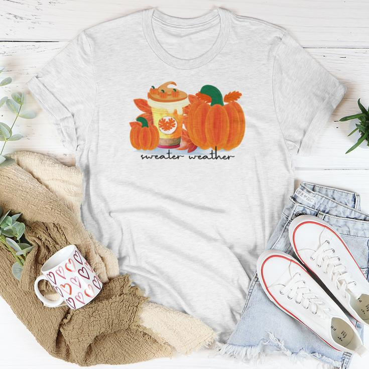 Sweater Weather Pumpkin Pie Fall Season Women T-shirt Funny Gifts