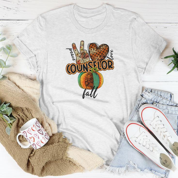 Teacher Peace Love Fall Counselor Women T-shirt Funny Gifts