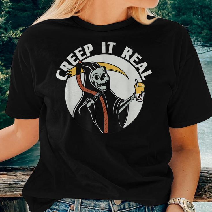 Creep It Real - Funny - Halloween  Women T-shirt Casual Daily Crewneck Short Sleeve Graphic Basic Unisex Tee
