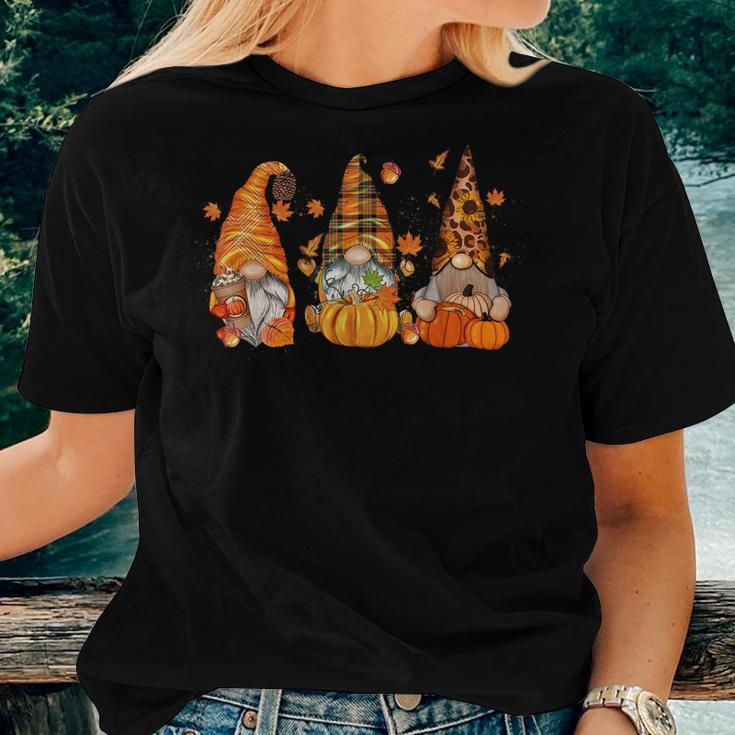 Gnome Fall Coffee Gnome Pumpkin Autumn Gnomes Thanksgiving Women T-shirt Gifts for Her