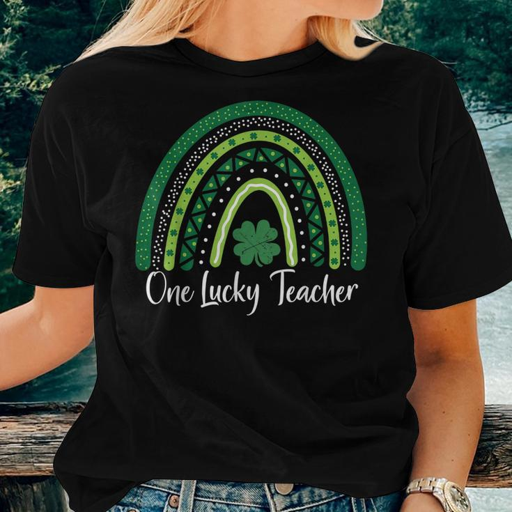 Happy St Patricks Day Cute One Lucky Teacher Rainbow Outfit Women T-shirt Gifts for Her