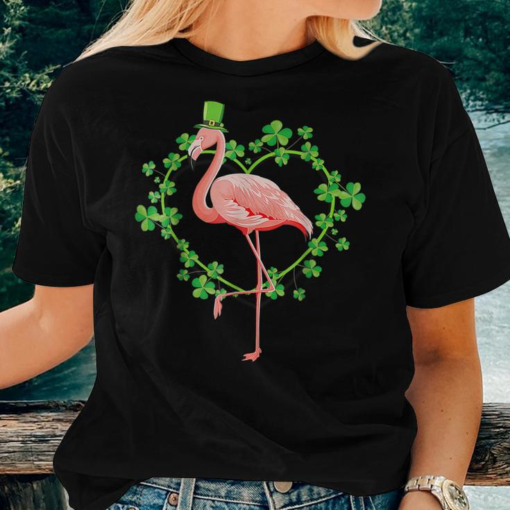 Irish Flamingo Green Saint Patrick Day 2022 Lucky St Pattys Women T-shirt Gifts for Her