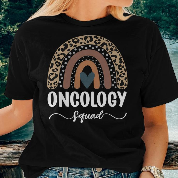 Oncology Squad Leopard Rainbow Matching Oncology Nurse Team Women T-shirt Gifts for Her