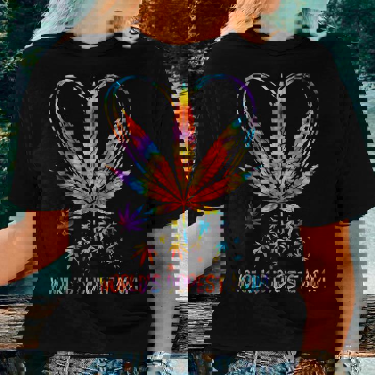 Worlds Dopest Mom Fun Weed Leaf 420 Sunflower Cool Cannabis Women T-shirt Gifts for Her