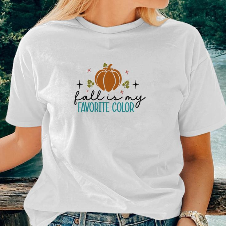 Fall Is My Favorite Color Pumpkin Glitter Women T-shirt Gifts for Her