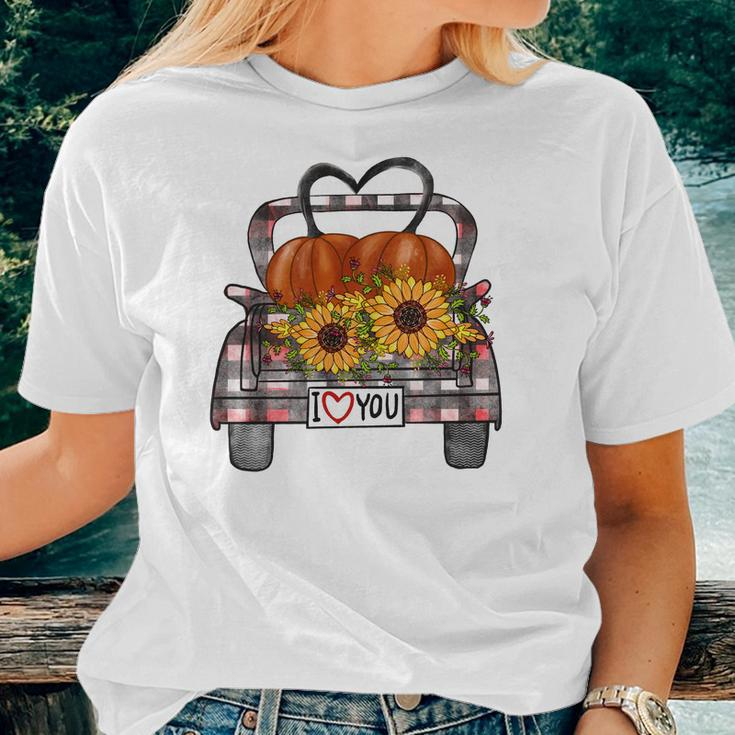 Halloween Fall Vintage Halloween Truck I Love You Women T-shirt Gifts for Her