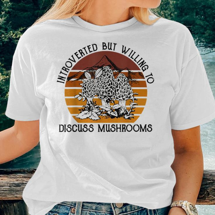 Introverted But Willing To Discuss Mushrooms Halloween Women T-shirt Gifts for Her