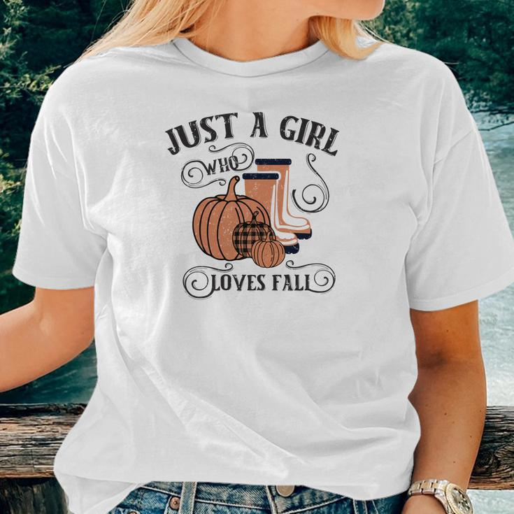 Just A Girl Who Loves Fall Season Women T-shirt Gifts for Her
