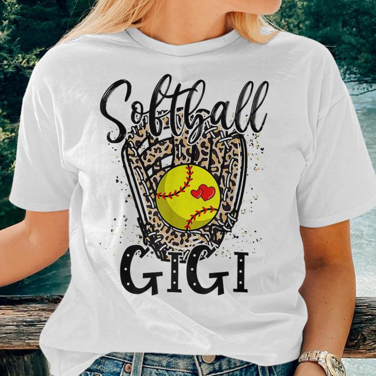 Softball Gigi Leopard Game Day Softball Lover Women T-shirt Gifts for Her