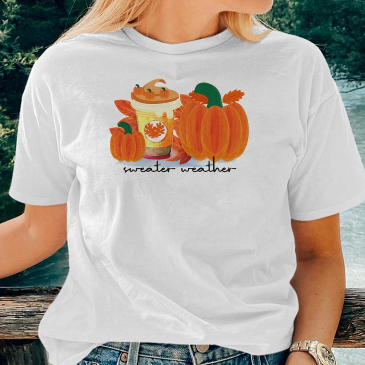 Sweater Weather Pumpkin Pie Fall Season Women T-shirt Gifts for Her