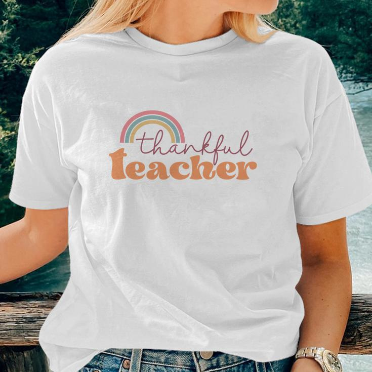 Thanks Giving Thankful Teacher Fall Women T-shirt Gifts for Her