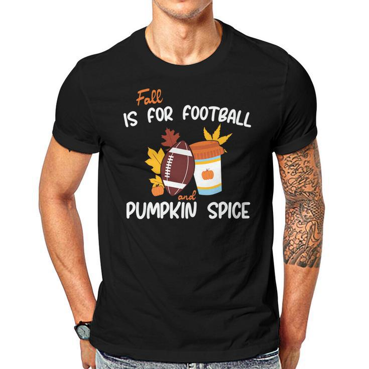 Fall Is For Football And Pumpkin Spice Men T-shirt Casual Daily Crewneck Short Sleeve Graphic Basic Unisex Tee