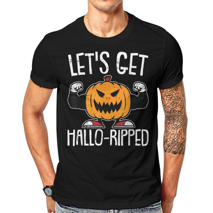 Lets Get Hallo-Ripped Lazy Halloween Costume Gym Workout  Men T-shirt Casual Daily Crewneck Short Sleeve Graphic Basic Unisex Tee