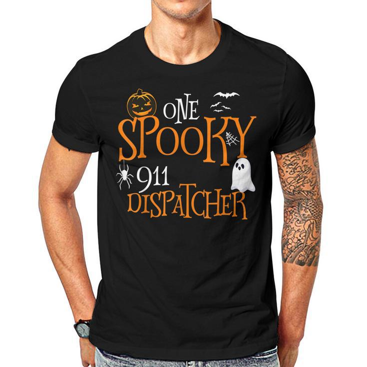 One Spooky 911 Dispatcher Halloween Funny Costume  Men T-shirt Casual Daily Crewneck Short Sleeve Graphic Basic Unisex Tee