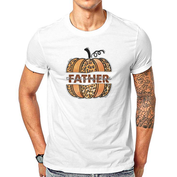 Father Pumpkin Thankful Grateful Blessed Fall Season Men T-shirt Casual Daily Crewneck Short Sleeve Graphic Basic Unisex Tee